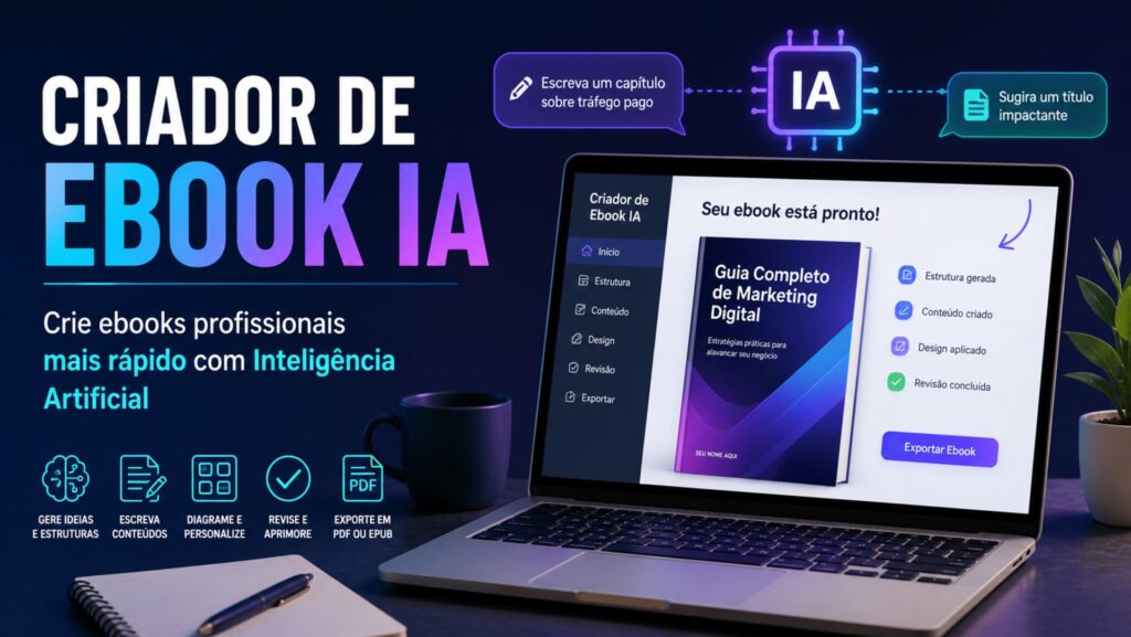 Criador de Ebook IA Como Usar Inteligência Artificial para Criar e Vender Ebooks Profissionais.