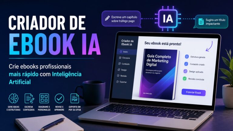Criador de Ebook IA Como Usar Inteligência Artificial para Criar e Vender Ebooks Profissionais.